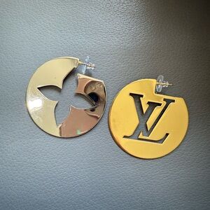 Louis Vuitton Perfect Match Silver and Gold Logo Earrings